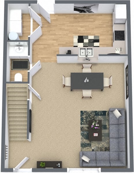 Floor plan for 2 beds, 2.5 baths, 1140 sqft